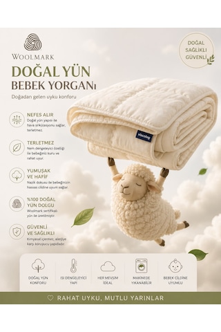 Viscolog %100 Woolmark Doğal Yün Bebek Uyku Yorganı Tela Çantalı 95x145 CM