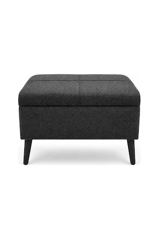 Co Art Home Sandıklı Keten Kumaş Puf / 60 X 45 X 40 / Antrasit Gri Diğer