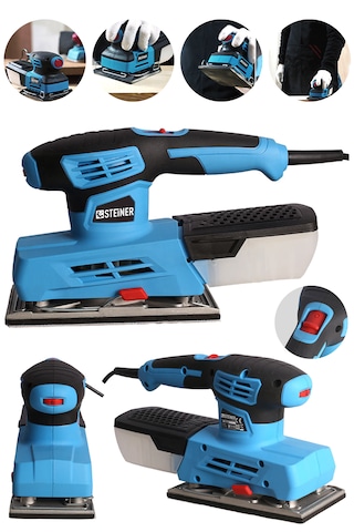 Steiner ST-1200W Devirli Elektrikli Titreşim Toz Haneli Zımpara Mavi