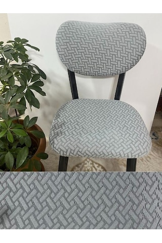 Bohem Sandalye Kılıfı Yeni Model Sandalye Örtüsü Jakarlı Tuğla Desen 1 Adet Gri