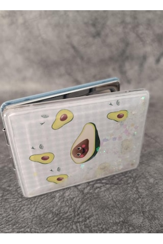 Cep Ayna Avokada Makyaj Çanta Seyahat Taşınabilir Ayna Simli Sulu Kozmetik Çok Renkli