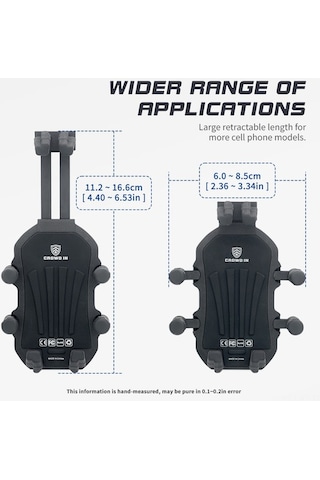 Besthome1 Dayanıklı Motosiklet Telefon Tutucu - 8 Kollu Ayarlanabilir, Titreşim Önleyici, Çalınmaya Karşı Korumalı Siyah Siyah