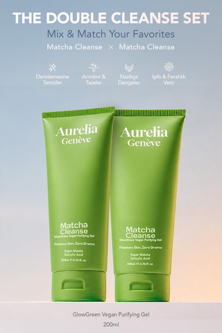 The Double Cleanse - Matcha X Matcha Set - İkili Arındırıcı Vegan Yüz Temizleme Jeli Seti