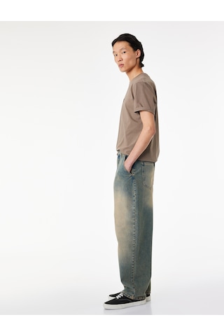 Koton Pamuklu Cepli Oversize Normal Bel Bol Skater Jean Pantolon Petrol 6sam40369nd