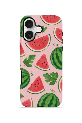 Apple iPhone Uyumlu 17 Vorian Çift Katmanlı Magsafe Kılıf Watermelon Garden Party