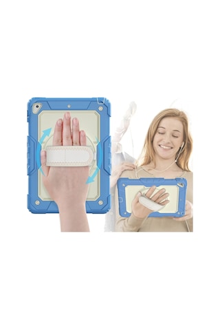 Newface - 386 - iPad Uyumlu 5 Air 9.7 Kılıf Strap New Tablet Kapak - Csmo-tex - - Mavi