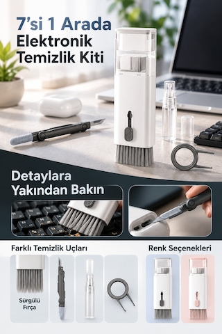 Mucit Home 7 İn 1 Çok Fonksiyonlu Kit Ekran Bilgisayar Laptop Klavye, Telefon, Kulaklık Airpod Temizleyici Kiti