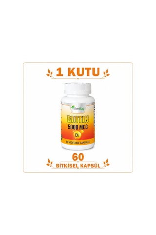 Biotin 5000 Mcg 60 Bitkisel Kapsül Biotin Takviye Edici Gıda