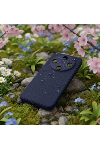 Honor Magic 8 Lite Uyumlu Deri Dokulu Yumuşak Silikon Telefon Kılıfı Kapak Lacivert