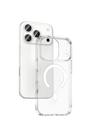 Apple Uyumlu iPhone 17 Pro Kılıf M-safe Şarj Özellikli Kamera Korumalı Zore Kripto Kapak Seffaf