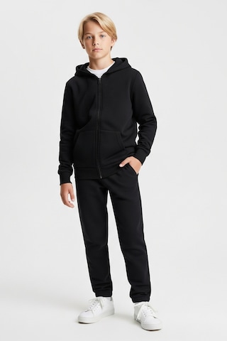 Fyk Kids Fermuarlı Kapüşonlu Kanguru Cepli Düz Baskısız Erkek Çocuk Eşofman Takımı 3'lü - Gri - Siyah - Lacivert