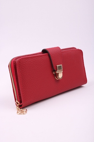 Galb Leather Büyük Boy 2 Fermuarlı Bozuk Para Bölmeli Kağıt Para Bölmeli 6 Kart Bölmeli Kadın Cüzdan 19x10 Cm Kırmızı