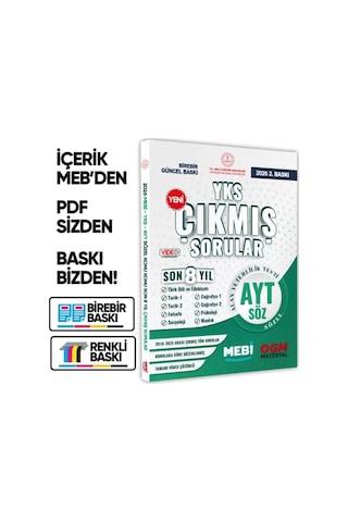 2026 YKS-ayt SÖZEL Mebi Yeni Nesil Çıkmış Soru Bankası Son 8 Yıl Video/pdf Çözümlü Baskı Ücreti
