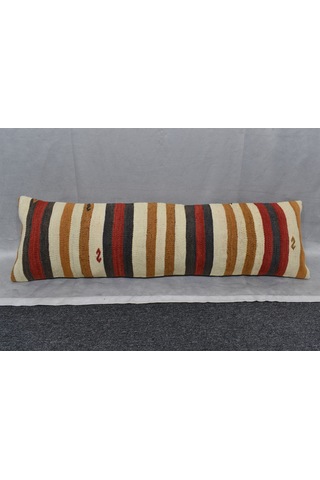 Zehra Abla Halı Yeni El Dokuma Dekoratif Lumbar Kilim Kırlent Yastık Kılıfı 6689 Çok Renkli