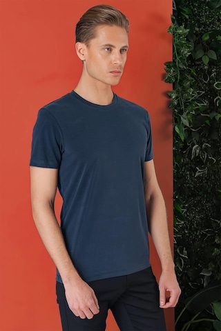 Efor Slim Fit Bisiklet Yaka %100 Pamuk Lacivert Tişört Ts 878 Lacivert