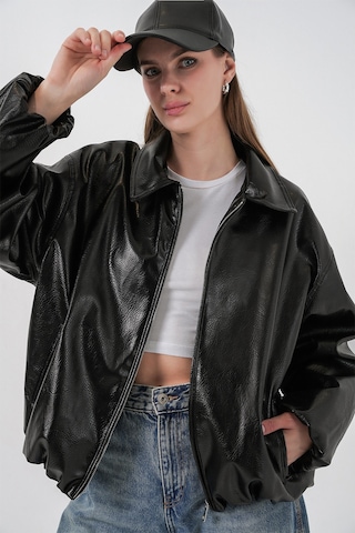 Bigdart Kadın Oversize Suni Deri Ceket 1049 - Siyah