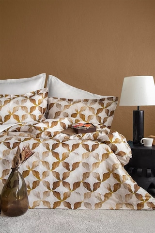 İssimo Home İllusion %100 Pamuk Saten Çift Kişilik Nevresim Takımı Kahve - Bej