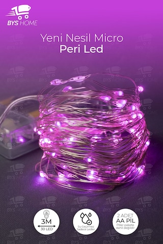 Dekoratif Yeşil Yapraklı 230 Cm Yapay Sarmaşık Ve 300 Cm Peri Led Pembe Renk - Pembe Pembe