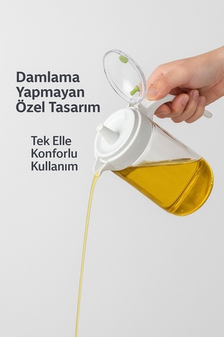 660 Ml Şeffaf Cam Yağdanlık Zeytinyağı, Sirke, Nar Ekşisi İçin İdeal Beyaz Diğer