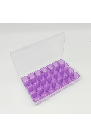 Mufunye Pürpur Renkli 28 Bölmeli Depolama Kutulu Elmas Boyama Aleti Seti - 46 Parça: Huni, Noktalama Kalemi, Reçine Ve Aksesuarlar