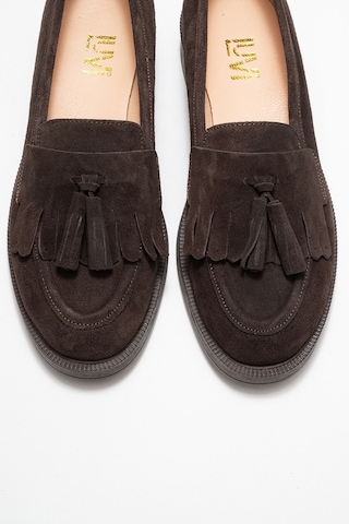 Luvishoes Luvi Shoes Milina Kahverengi Süet Püsküllü Hakiki Deri Kadın Loafer Ayakkabı Kahve Süet