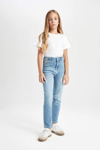Defacto Kız Çocuk Skinny Fit Yırtık Detaylı Dar Paça Cepli Jean Pantolon C9483A824AUNM28 Mavi