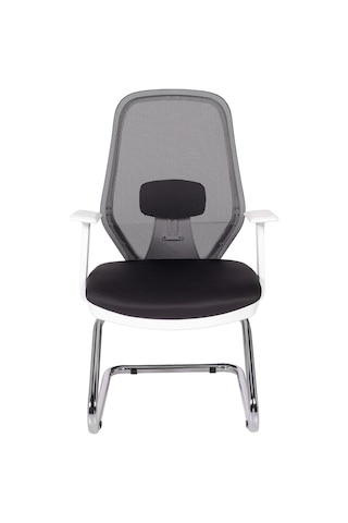 Ofisbazaar Dali Beyaz Fileli Misafir Koltuğu Ergonomik Toplantı Ve Bekleme Koltuğu Siyah Fileli Siyah