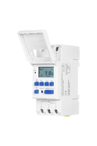 Konesam 16a Programlanabilir Mikroişlemci Zaman Kontrolörü, Dijital Ekranlı Zamanlayıcı, 12v, 16 Açma-kapama Ayarı, Pil Yedekli Beyaz