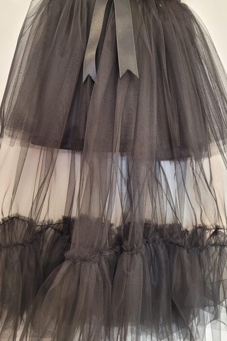 Kız Çocuk İçi Kısa Katkat Üstü Uzun Fırfırlı Abiye-7566-siyah Siyah