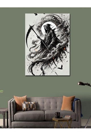 Kanvas Tablo Ölüm Meleği Ve Tırpan 100cmx140cm
