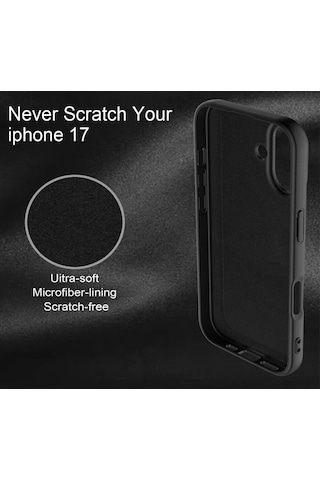 Apple iPhone 17-18 Uyumlu Kılıf Logolu Lansman Soft Yumuşak Içi Kadife Silikon Kapak Siyah Renk