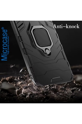 Microcase Nothing Phone 3a Pro İle Uyumlu Batman Serisi Yüzük Standlı Armor Kılıf - Siyah Al3349