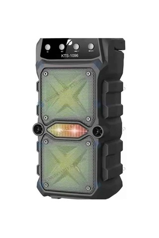 Kts 1096 Çift Çıkışlı Kablosuz Bluetooth Hoparlör Led Işıklı Taşınabilir Ses Sistemi