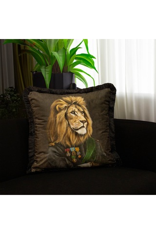 Mr. Lion Kadife Yastık/kırlent Dolgu Boncuk Elyaf Uluslararası Yıkama Ve Solmama Sertifikası Çok Renkli