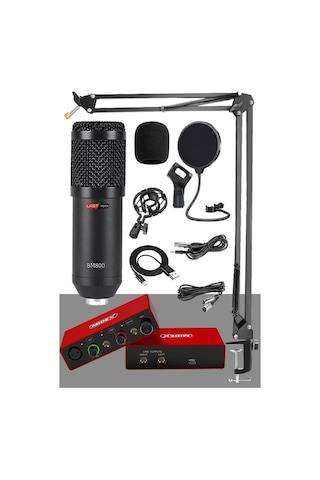 Karın Bölgesix Glx Paket-3 Bm800 Mikrofon + Stüdyo Ses Kartı + Stand + Filtre