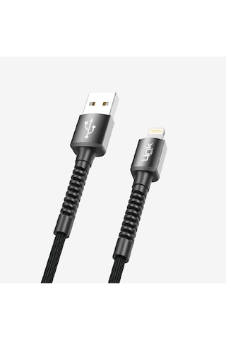 K550 Güvenli Ve Hızlı 1m Örgülü Metal Kafa Lightning Apple Uyumlu iPhone Şarj