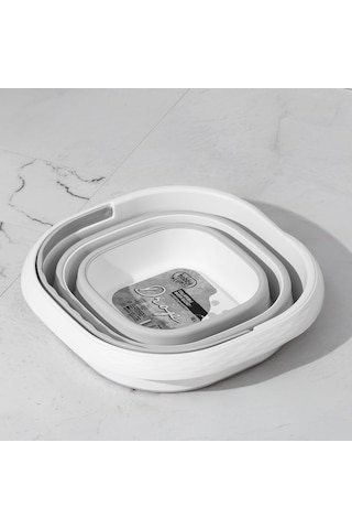 Porsima 1175 Damla Katlanabilir Silikon Su Kovası Gri Beyaz Beyaz - Gri