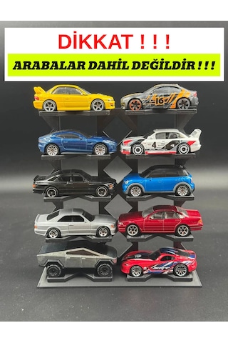 1/64 Ölçek Araç Sergileme Standı 10 Araçlık - Siyah - Araçlar Dahil Değildir Siyah