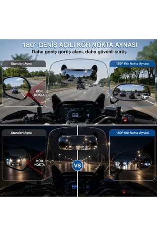 Bakgelal Geniş Açılı Motosiklet Kör Nokta Aynası, Güvenlik Aynası, Scooter, Touring, Adventure Uyuml