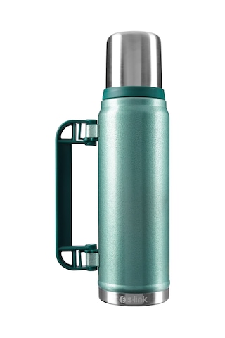 S-link Sl-tm13 Yeşil Kumlama Boya 750ml Iç 304 Dış 201 Sert Plastik Kulp Ve Portatif Paslanmaz Çelik Termos Kupa Yeşil