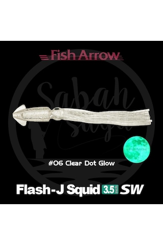 Fish Arrow Flash J Squid 9cm Sw 06 Clear Dot Glow Silikon Kalamar 5 Adet