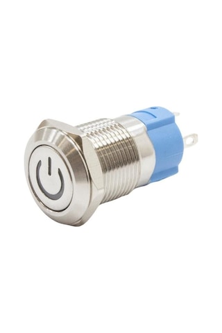 12A-P1Z-C 12Mm Düz Anahtarlı Işıklı Power Metal Buton - Kırmızı