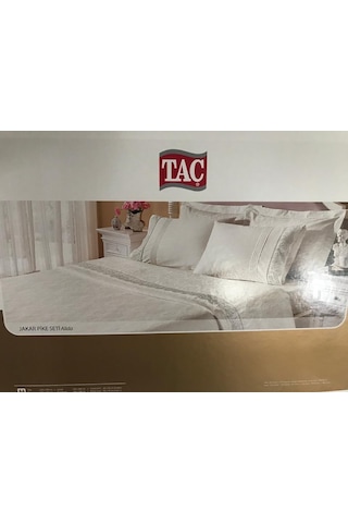 Taç Çift Kişilik Jakar Pike Takımı Alida Ekru