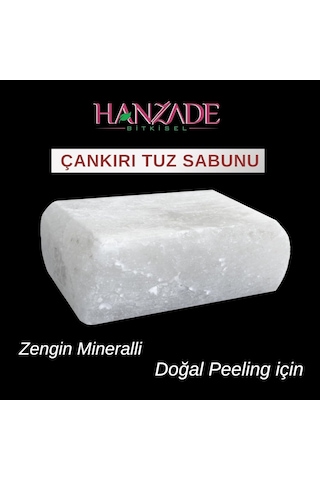 Hanzade Bitkisel Çankırı Tuz Sabunu 300-350 Gr X 3 Adet Zengin Mineralli Doğal Saf Çankırı Kaya Tuzu Sabunu Acı Badem