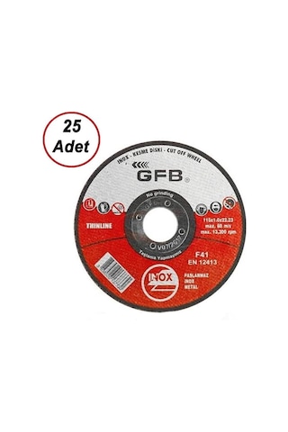 Gfb Metal Kesici İnox Disk 115x1.0x22.23 Mm 25 Adet