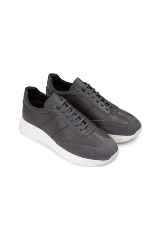 Deery Hakiki Deri Gri Erkek Sneaker Ayakkabı - 01961Mgrıp01 Gri