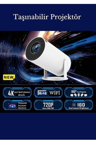 Taşınabilir Sinema Projeksiyon 720p Ev Sineması Bluetooth Android Akıllı Projektör