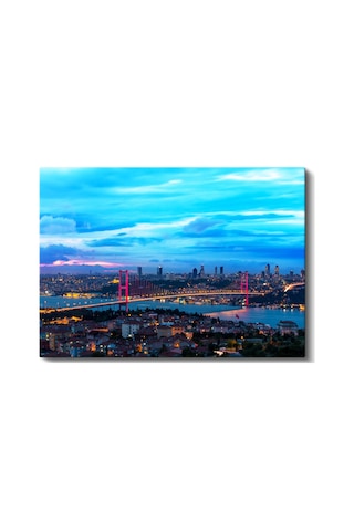 Kanvas Tablo İstanbul Boğaz Köprüsü Gece Şehir Mimari Tablo Ev Ofis Duvar Dekoru 1