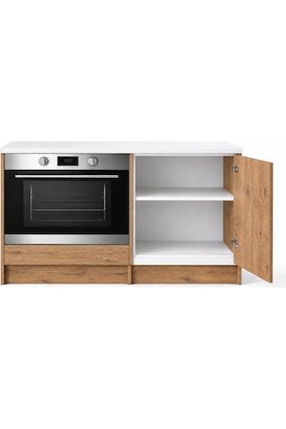 Mia Ankastre Fırın Modülü-çok Amaçlı Dolap -110 Cm -1 Kapaklı-laminat Beyaz Tezgah Dahil Atlantik Çam