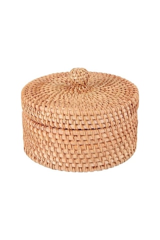 Bosphorusboutique02 El Dokuma Rattan Meyveli Kek Kutusu Şapka Kapaklı 14x8cm Rattan Hasır Diğer Diğer